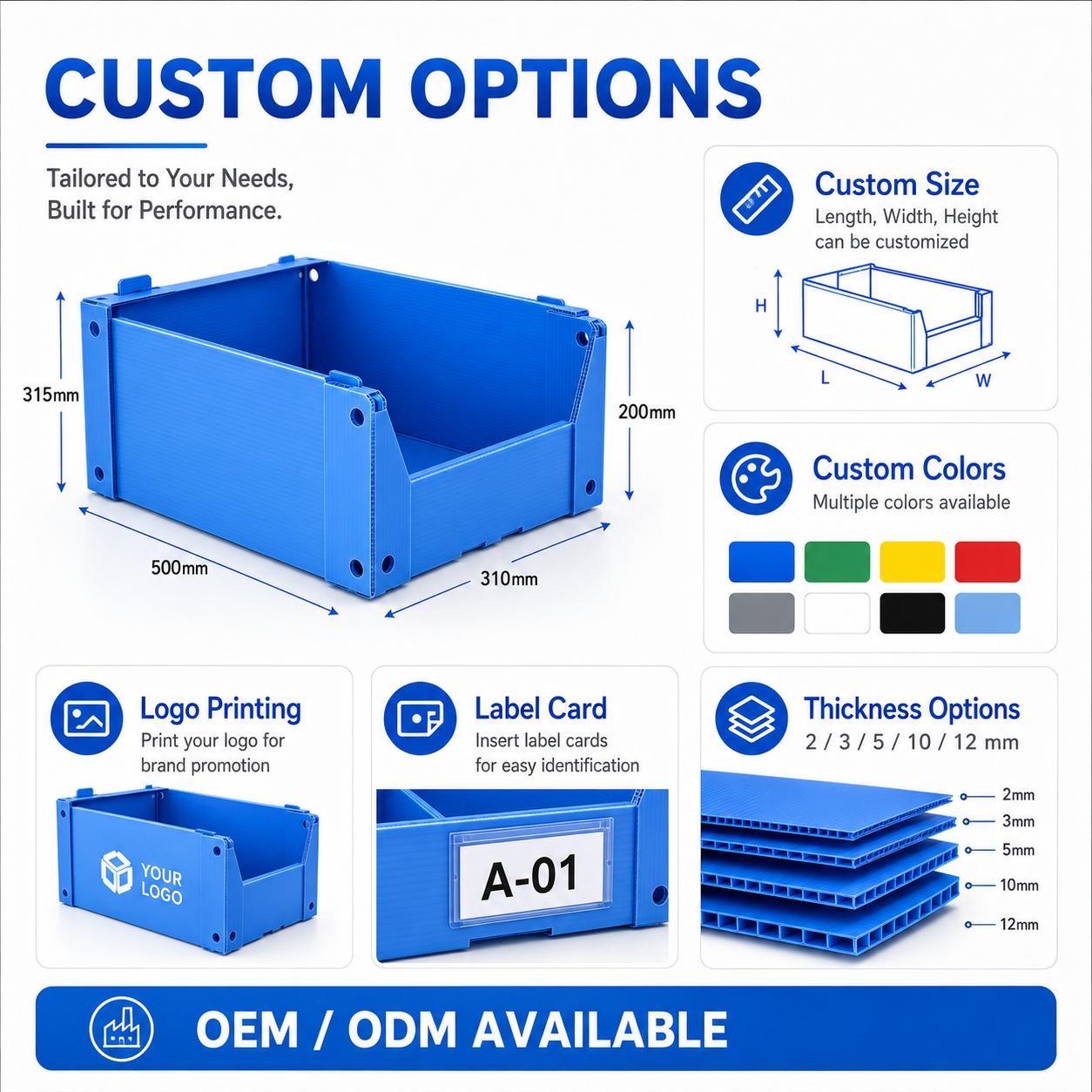 800x600mm Corflute Industrial Grade Stackable Picking Bin Warehouse Shelf Storage Box For Bulk Items