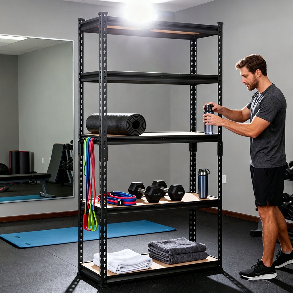 60" H X28 W X12 D 5-Shelf Rack Industrial Steel Adjustable Heavy-Duty Tall Shelving Units Black Boltless Racking Warehouse Use