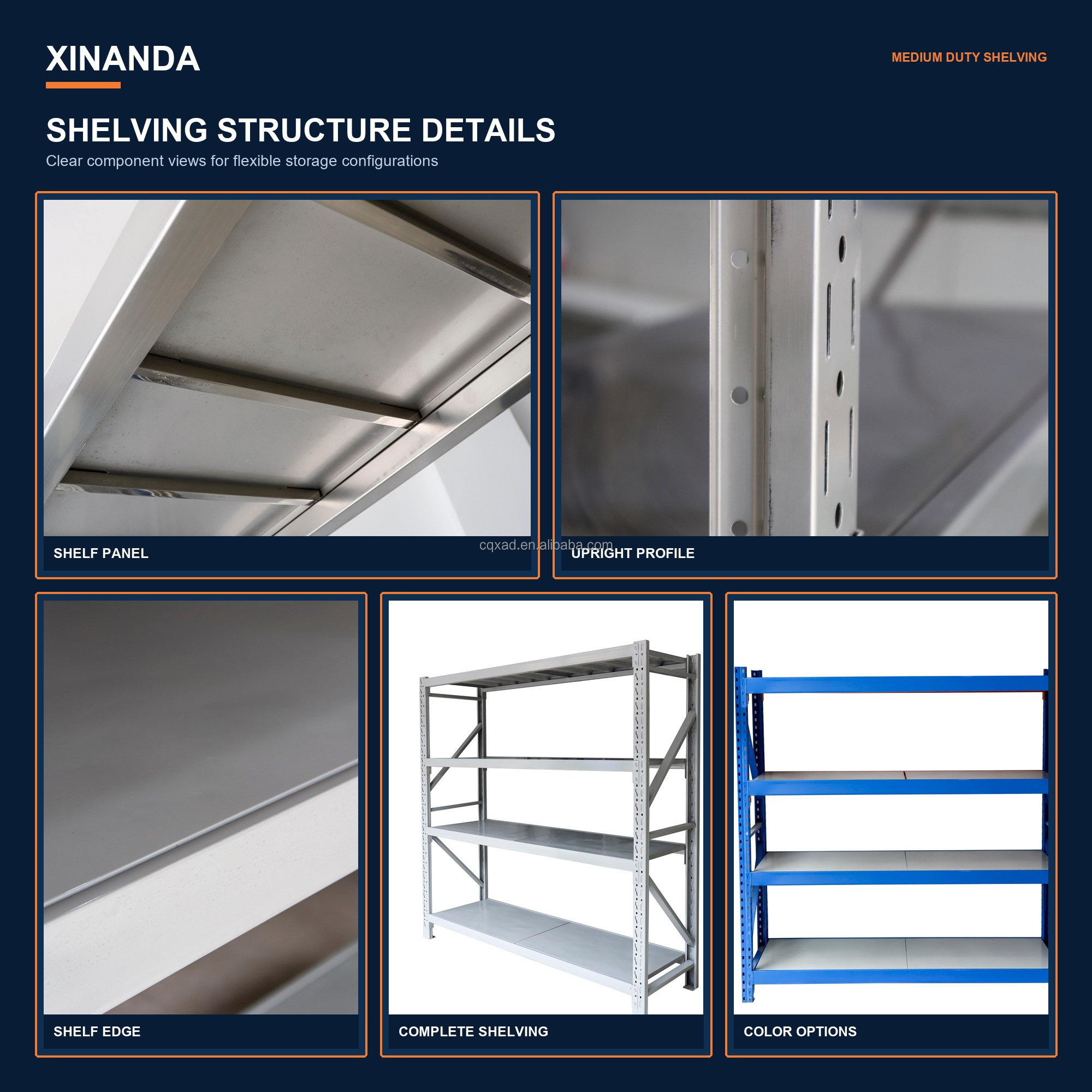 Industrial High Capacity Heavy Duty Adjustable Boltless Powder Coated Steel 4-Layer Beam Racks Wire Mesh 100x100mm Pallet Shelf