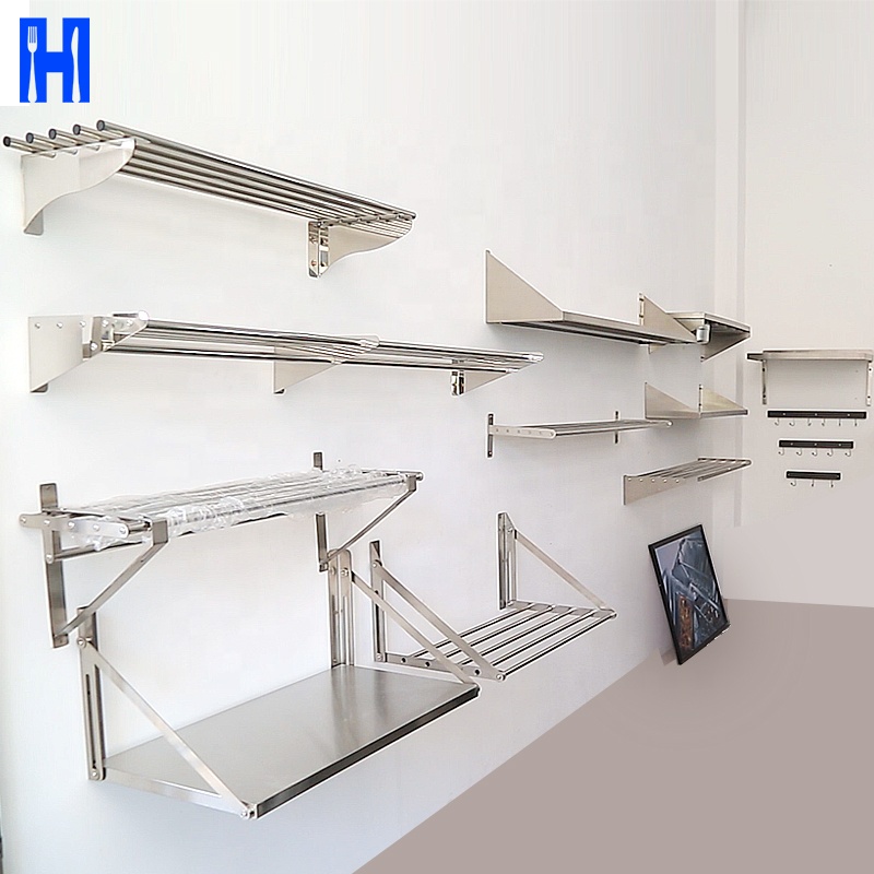 Heavybao Sanitation Restaurant Kitchen Stainless Steel Wall Mount Spice Rack Spice Shelf for 1/6 GN Pan