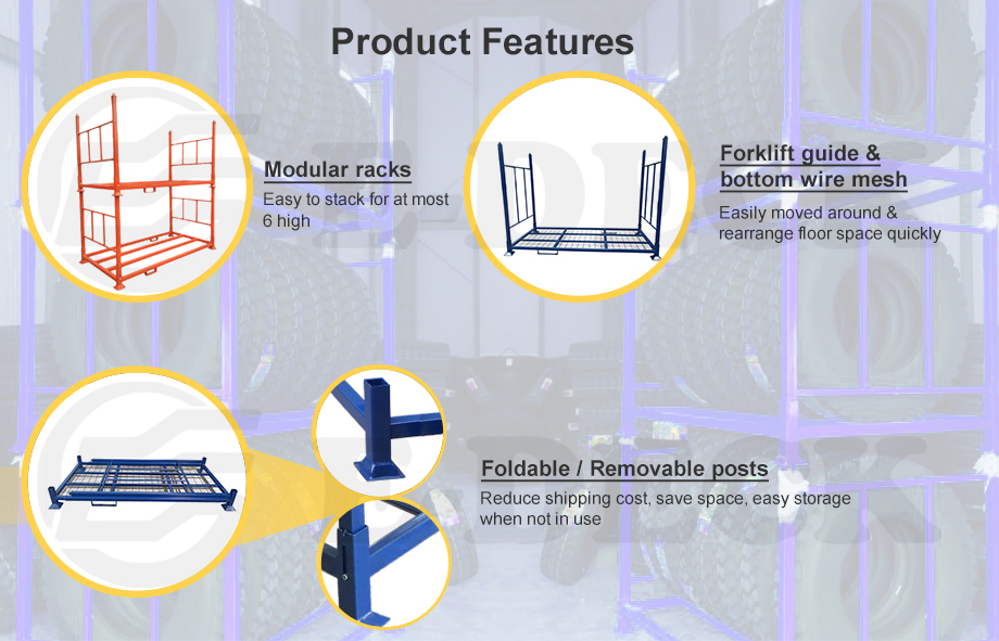 High Quality Auto Industry Detachable Durable Truck Storage Stacking Tire Pallet Rack