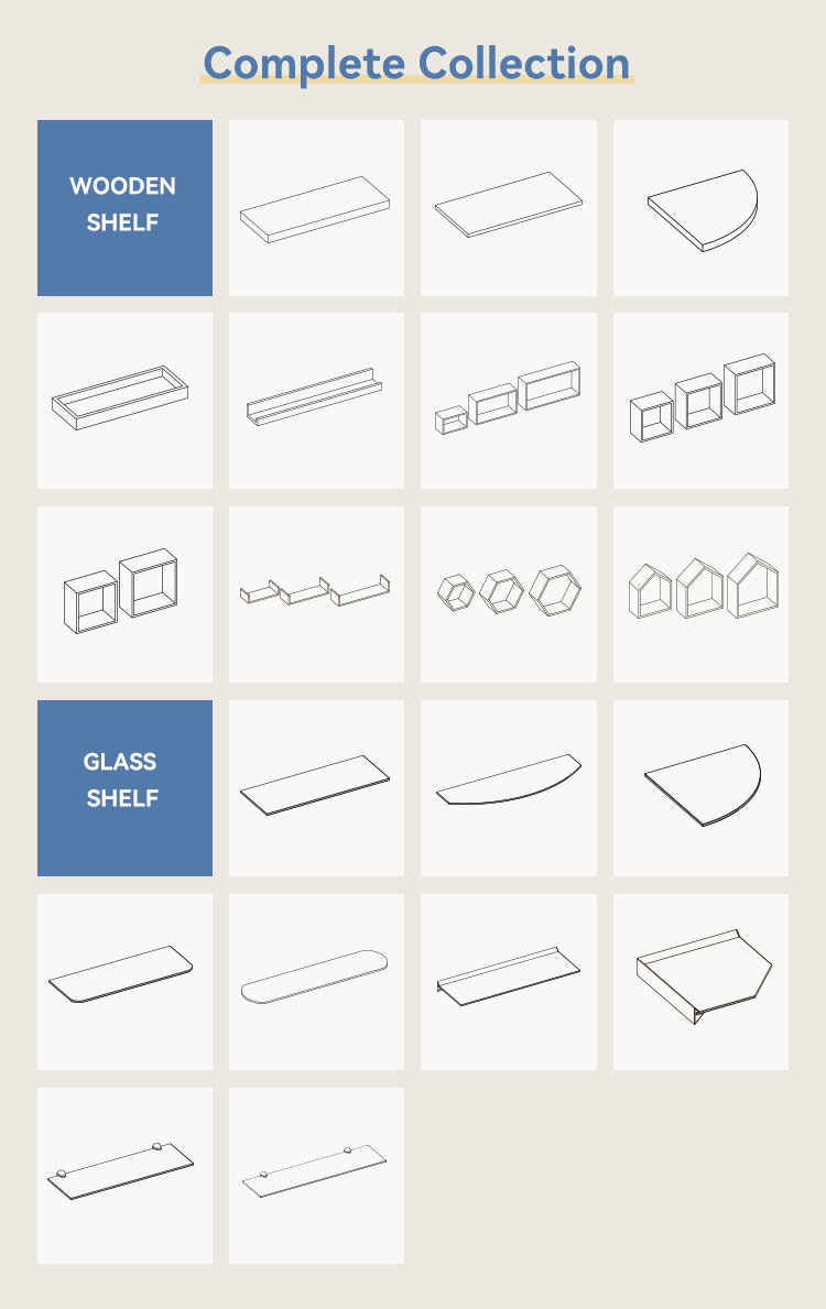 Complete Floating Shelf Product Range and Finishes
