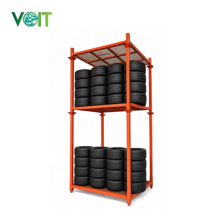 Stackable 4 High Fully Loaded Customized Warehouse Storage Steel Stacking Rack