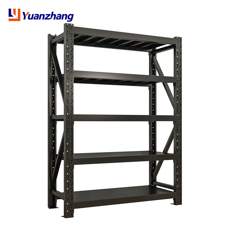 Custom Steel Heavy Duty Shelving 300 Kg Layer Garage Black 4 Tier Warehouse Storage Metal Stacking Rack Unit for Warehouse