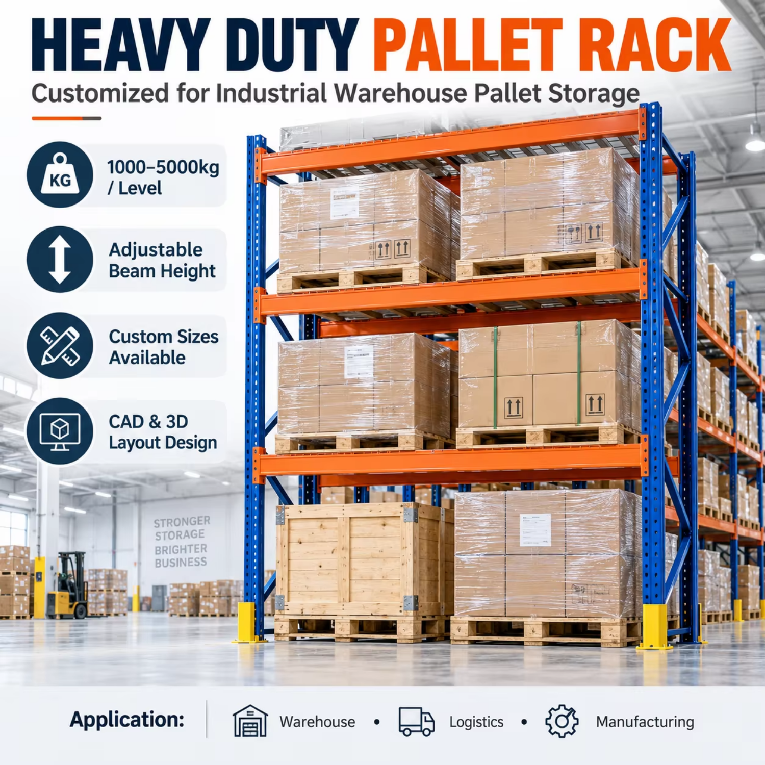 Heavy Duty Selective Pallet Rack Warehouse Storage Racking System for Large Capacity Industrial Pallet Storage