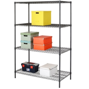 Carbon Gray Heavy Duty Metal Storage Rack Adjustable 4-Tier Wire Utility Shelves for Garage Warehouse Workshop Supermarket