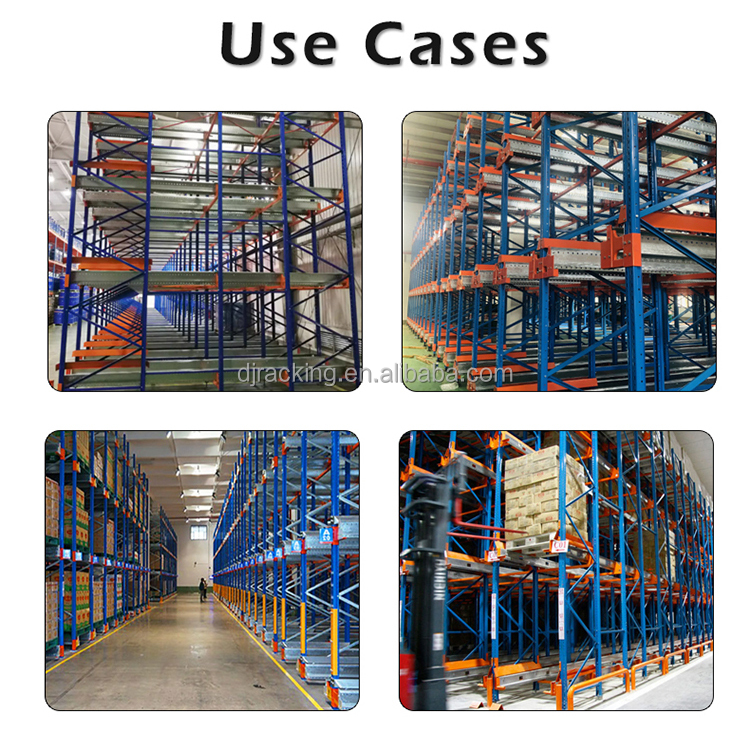 DJ China Heavy Duty Steel Push-Back Pallet Rack With Powder Coating Corrosion Protection Customizable Length