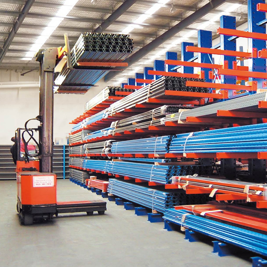 Heavy Duty Cold Rolled Steel Cantilever Racking 5 Layer Single/Double Side Shelf for Long Pipe and Goods Storage