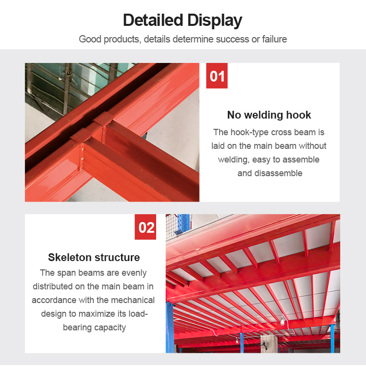 Customize Heavy Duty Boltless Powder Coated Mezzanine Rack Attic/Loft Shelf Beam 500kg/sqm Load Capacity for Warehouse Storage