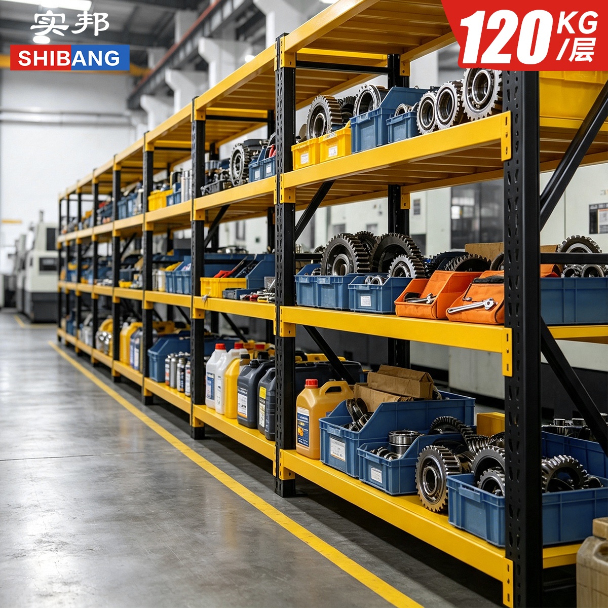 Racking Adjustable Metal Boltless Shelf and Racks Warehouse Storage 120KG Load Metal Rack Shelf