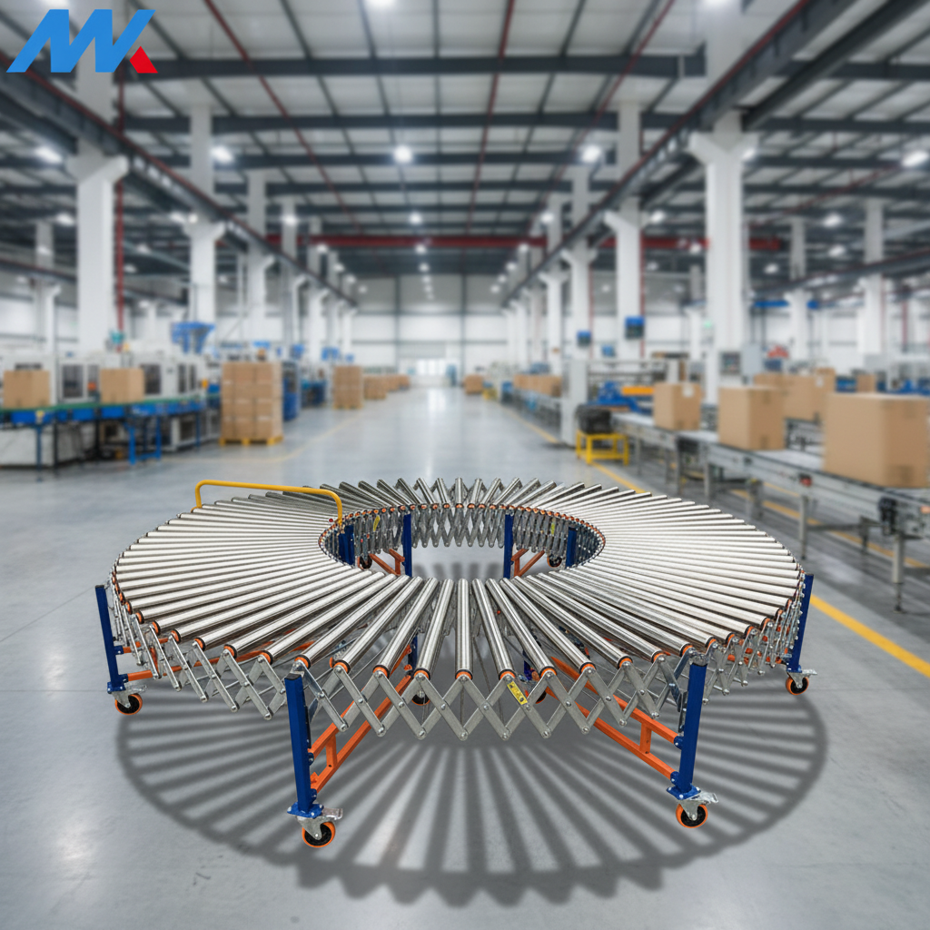 Industrial Extendable Powered Roller Conveyor System For Heavy Duty Pallet Handling In Logistics Warehouse