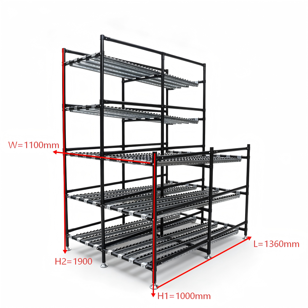 Lean Pipe Flow Rack Roller Sliding Shelf Warehouse Production Line Material Storage Flow Through Racking System