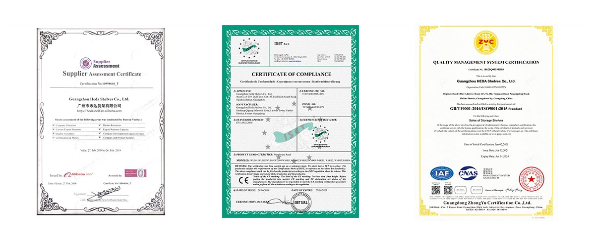 Heda Shelves Certification and Quality Guarantee