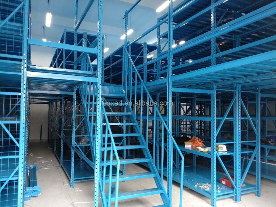 Adjustable Steel Heavy-Duty 5-Layer Warehouse Storage Shelves Van Racking Systems with Safety Railguards