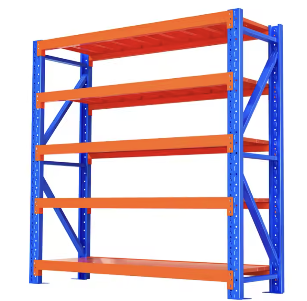 Heavy Duty Steel Storage Rack Industrial Warehouse Shelving System Adjustable Garage Organizer Rack with Plastic Bins