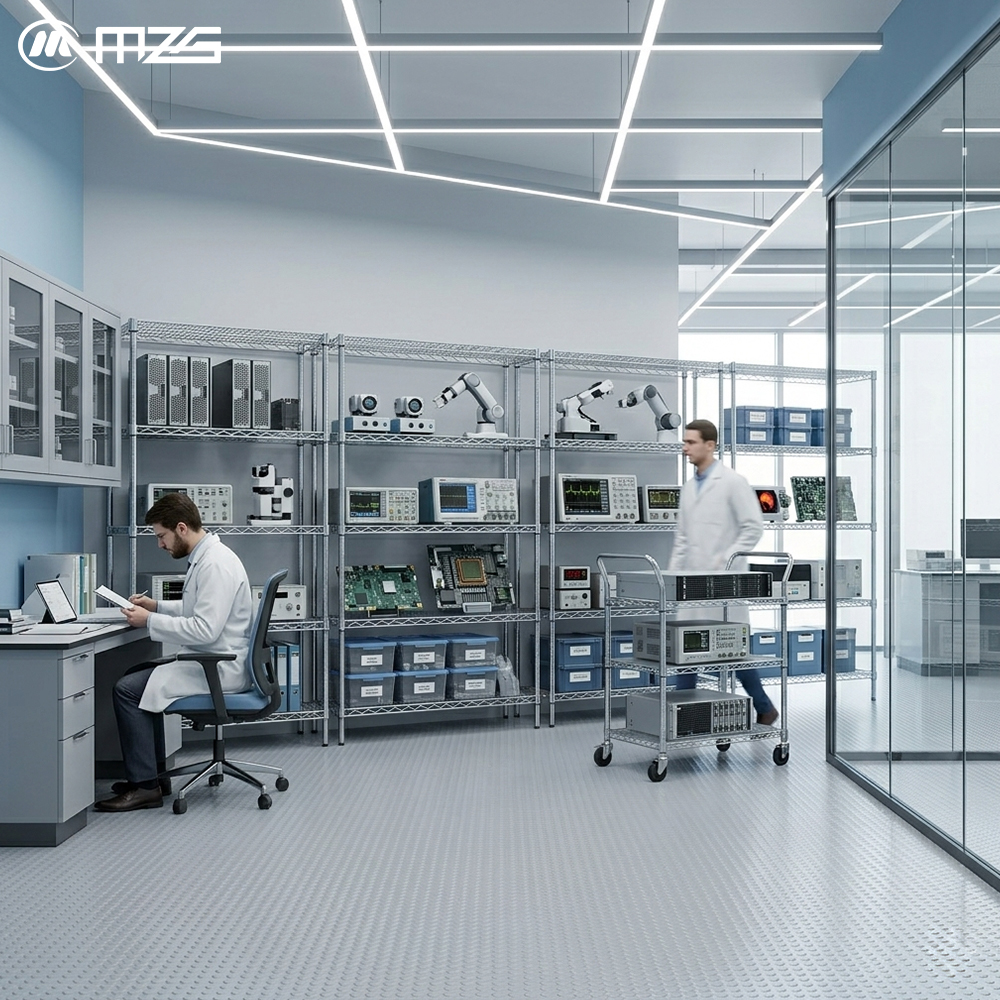 MZG Custom Laboratory Heavy Duty Multi Tier Metal Chrome Wire Shelving Unit Storage Shelf Supplier China