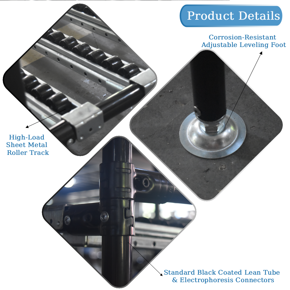 Lean Pipe Flow Rack Roller Sliding Shelf Warehouse Production Line Material Storage Flow Through Racking System
