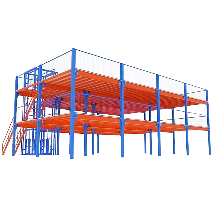 Customize Heavy Duty Boltless Powder Coated Mezzanine Rack Attic/Loft Shelf Beam 500kg/sqm Load Capacity for Warehouse Storage