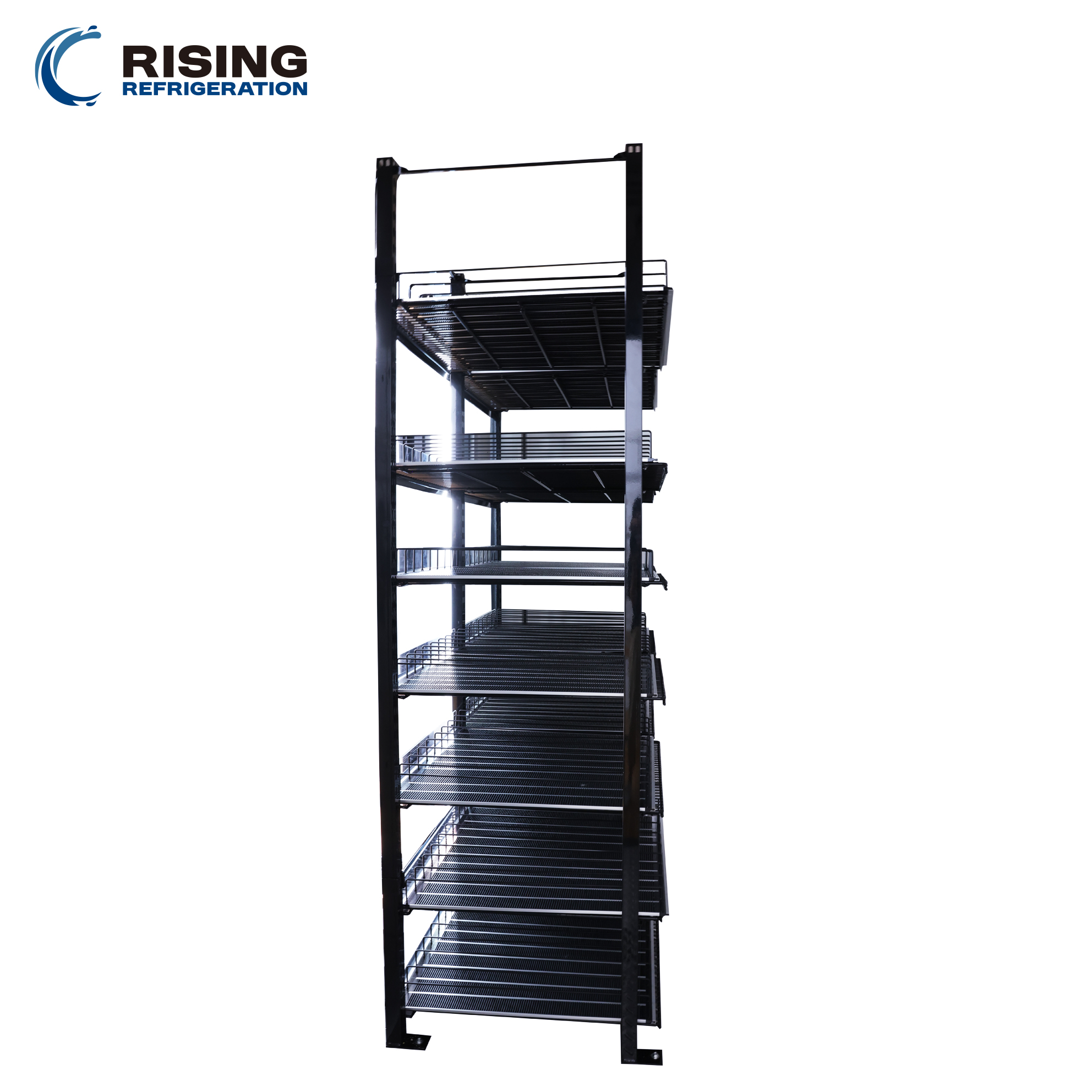 Walk In Cooler Shelf Rack Black Metal Shelving Refrigerator Display Racks Wire Shelf Supermarket Shelving Roller Shelf System