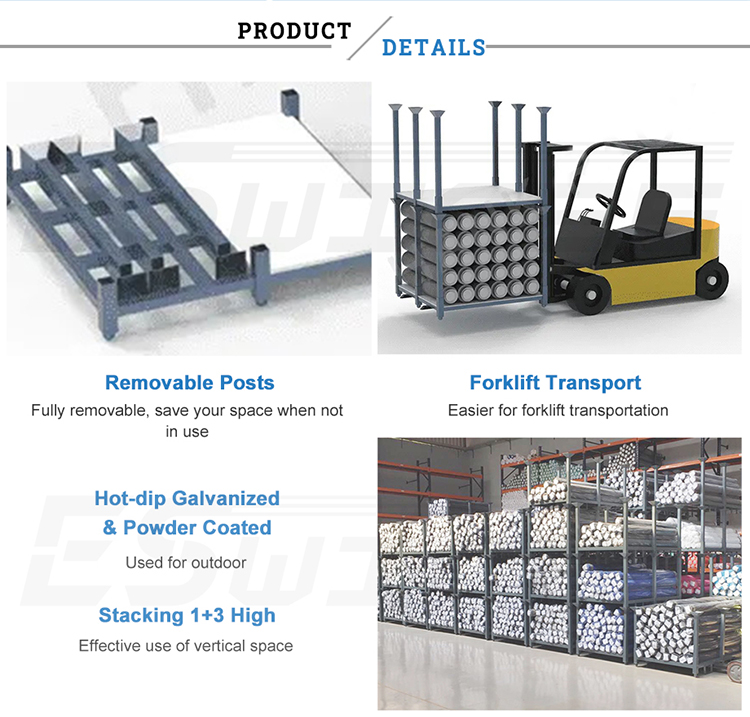 Heavy Duty Fabric Roll Industry Stackable Durable Metal Steel Racks for Warehouse Storage