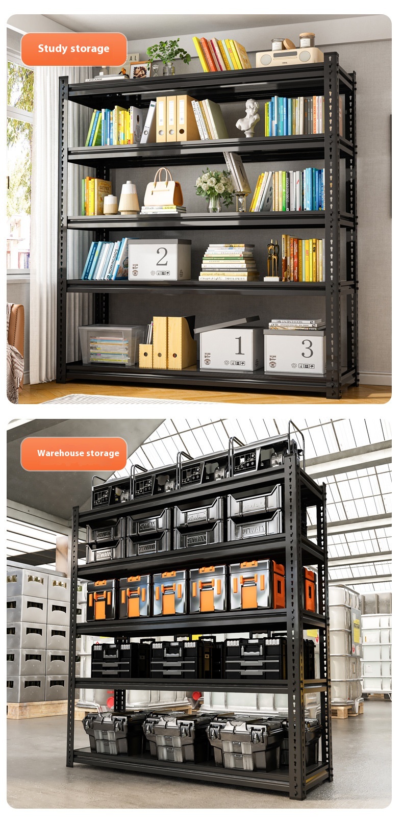 Customizable Length Steel Shelving Frame