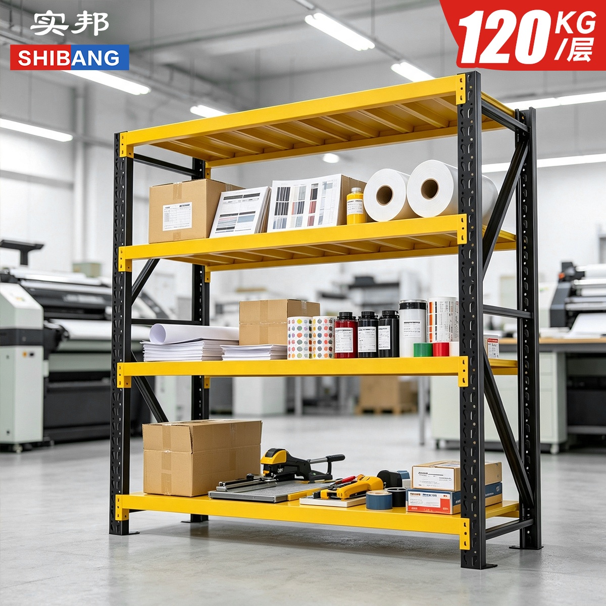Racking Adjustable Metal Boltless Shelf and Racks Warehouse Storage 120KG Load Metal Rack Shelf