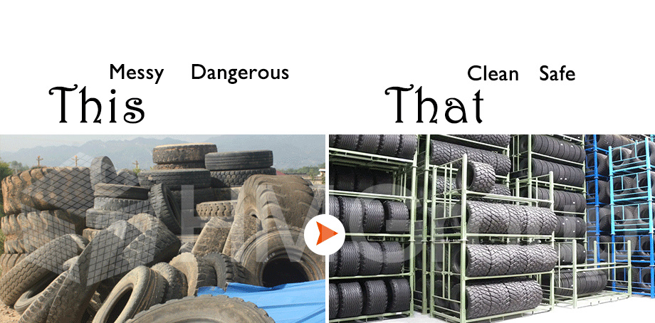 Customized Heavy Duty Transport Warehouse Metal Steel Stacking Folding Tire Storage Rack