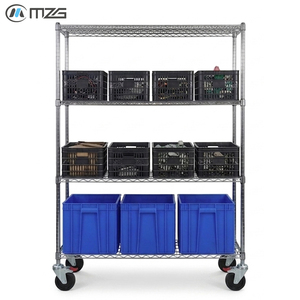 MZG ODM Factory Industrial Warehouse Parts Metal Heavy Duty Storage Organizer Rack Wire Shelving Systems with Wheel