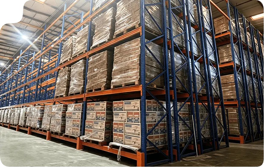 Pallet flow racking for food and beverage FIFO storage