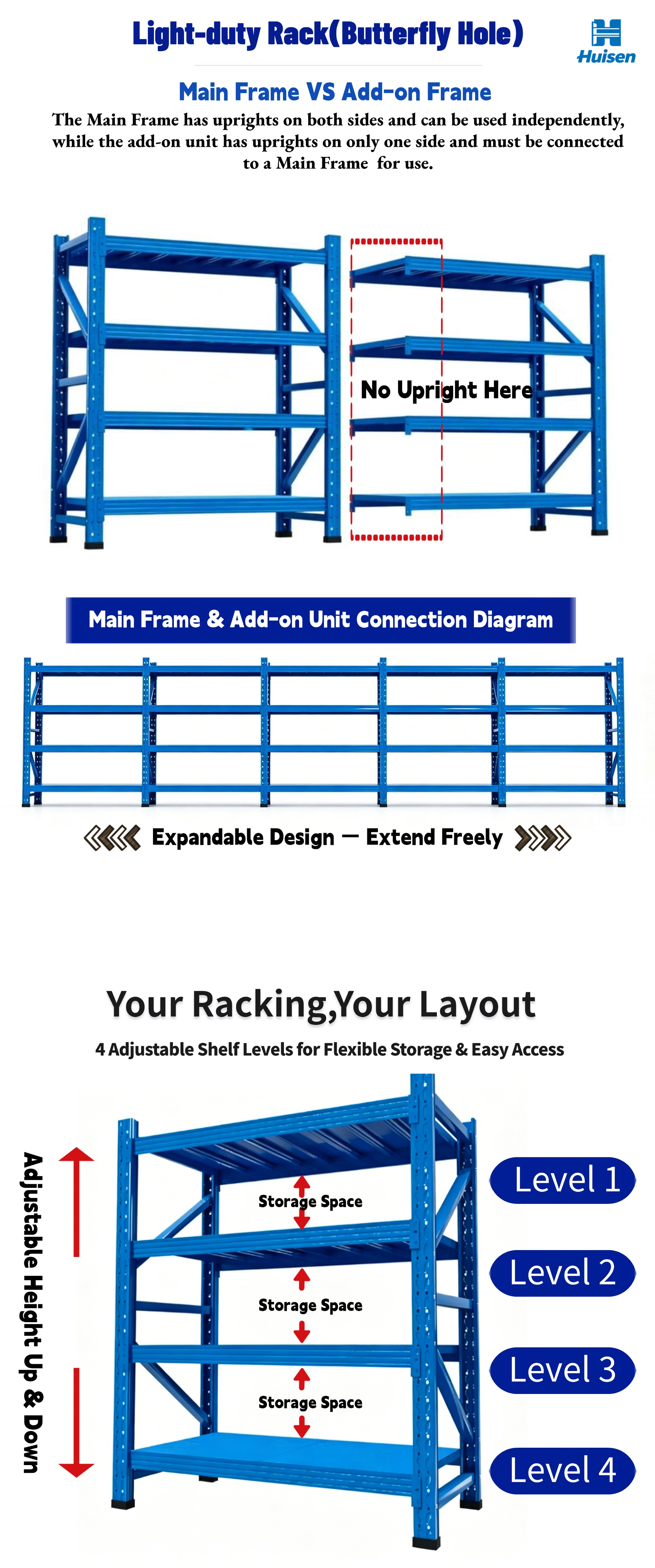 Knock Down Boltless Shelving Light Duty Steel Adjustable Storage Rack Easy Assembly System