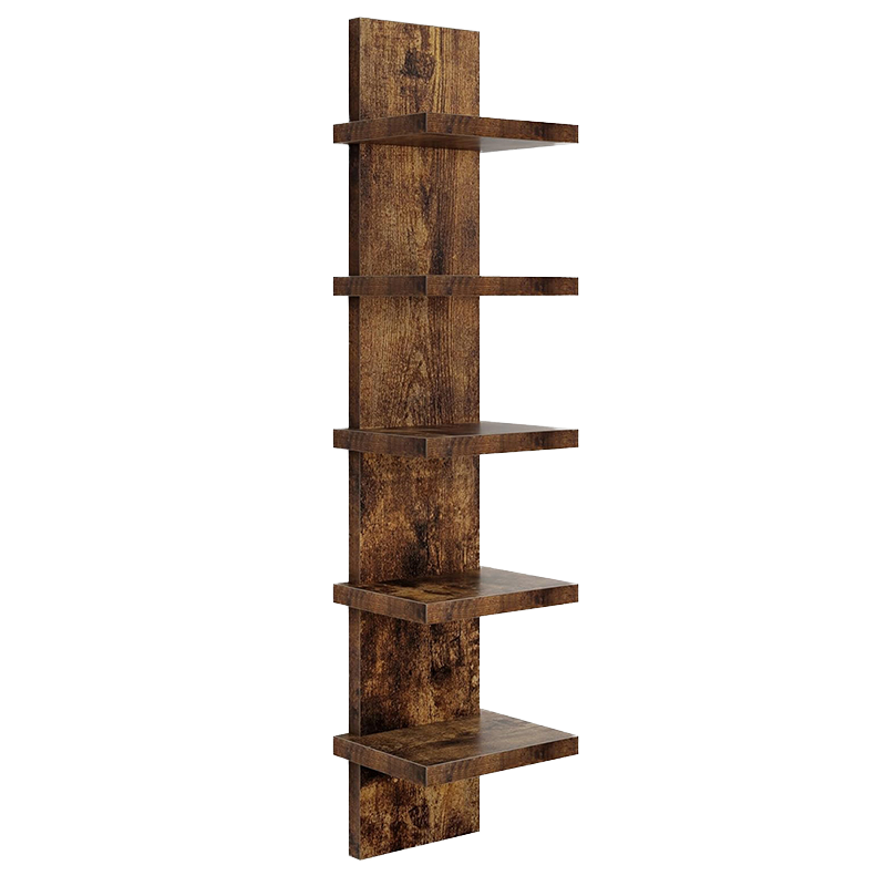 Modern 5-story Wooden Wall-mounted Storage Display Kitchen Bookshelf Rack
