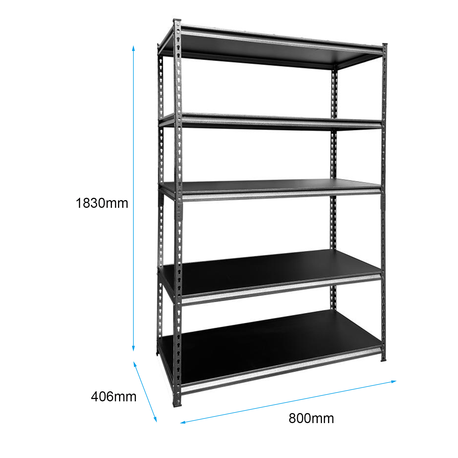 Burst Silver Finish 5 Shelf Steel Display Storage Rack 200kg Capacity MDF Shelving Unit for Supermarket Goods Shelf