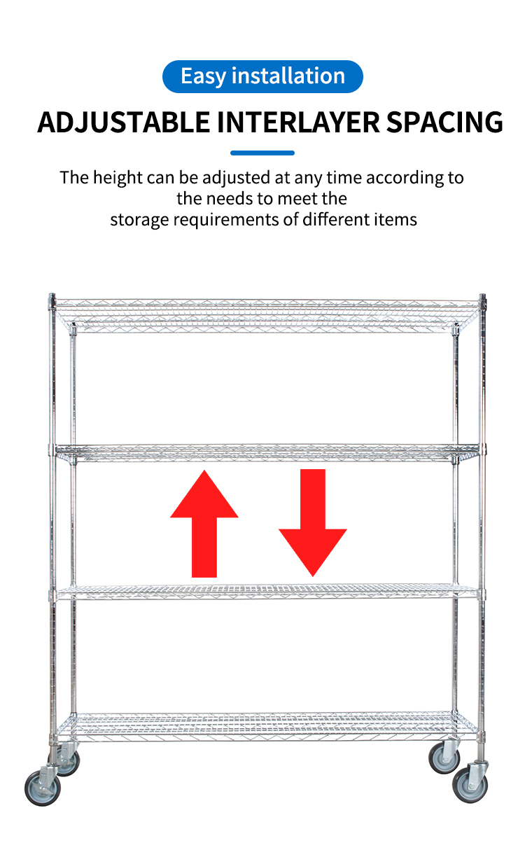 Chrome Wire Shelving,Competitive Price Heavy Duty 4 Tier Steel Warehouse Storage Rack