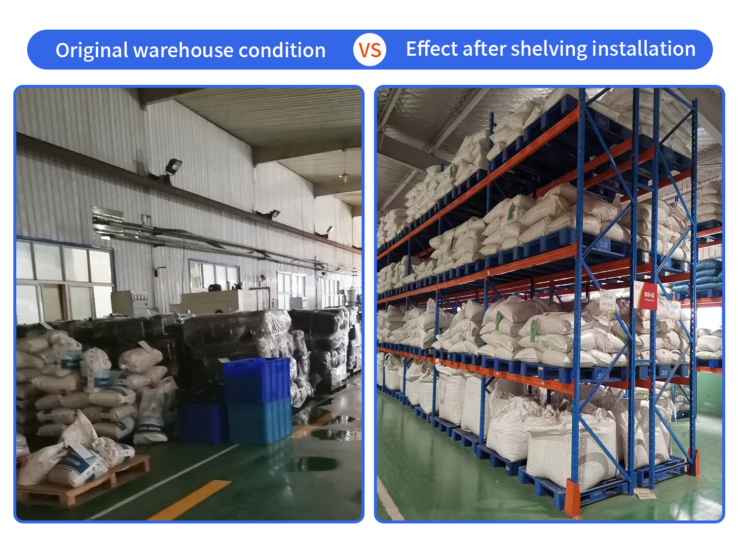 Warehouse capacity comparison before optimization