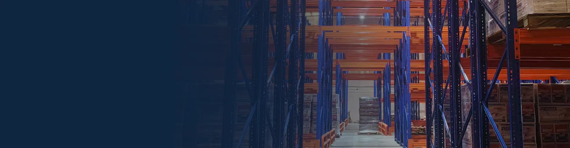 Heavy duty pallet racking system in warehouse