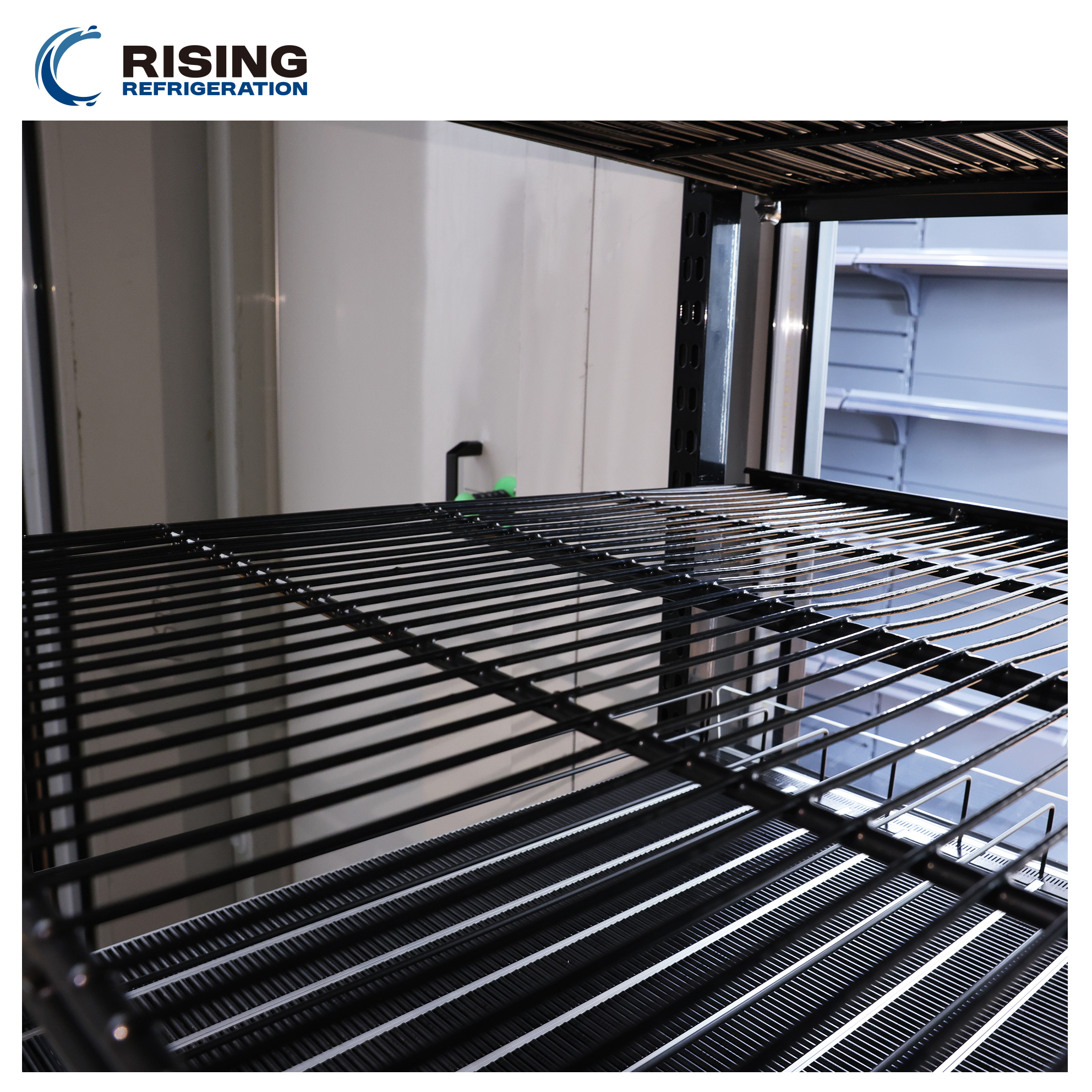 Walk In Cooler Shelf Rack Black Metal Shelving Refrigerator Display Racks Wire Shelf Supermarket Shelving Roller Shelf System