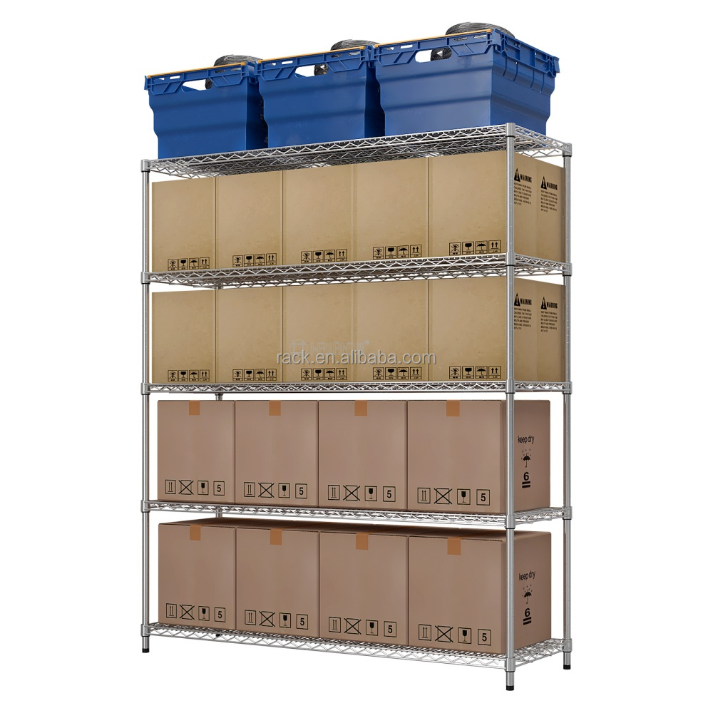 Commercial Storage Shelves 800lbs Heavy Duty 5 Tiers Chrome Steel Metal Wire Shelving Unit Shelf Rack