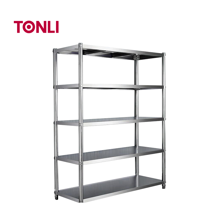 Commercial Heavy Duty Stainless Steel Display Shelves Adjustable Height Legs 300kg/m Load Capacity for Restaurant Kitchens