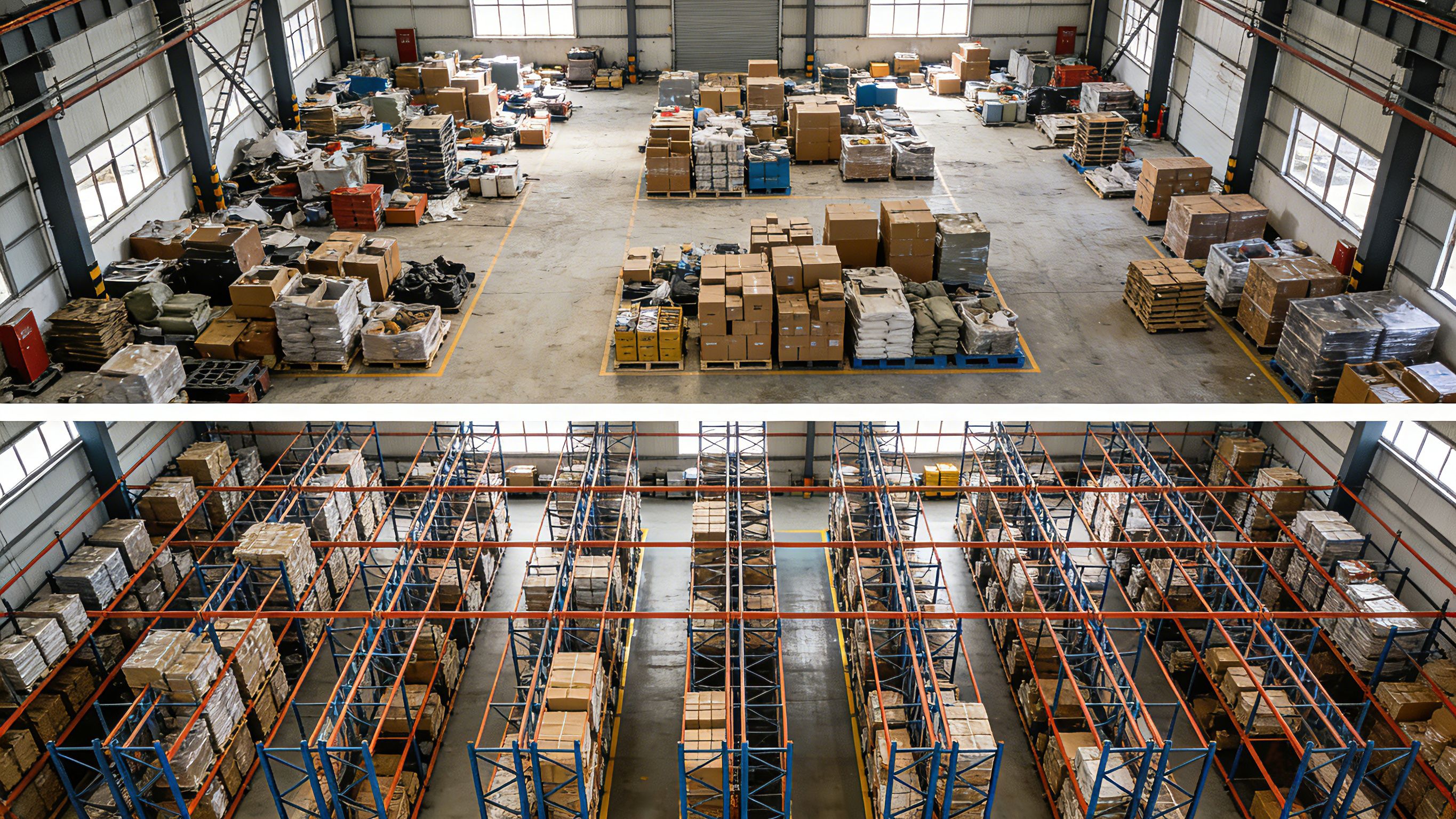 Warehouse capacity comparison after optimization