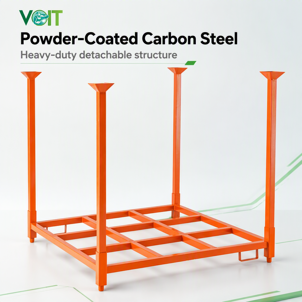 Stackable 4 High Fully Loaded Customized Warehouse Storage Steel Stacking Rack
