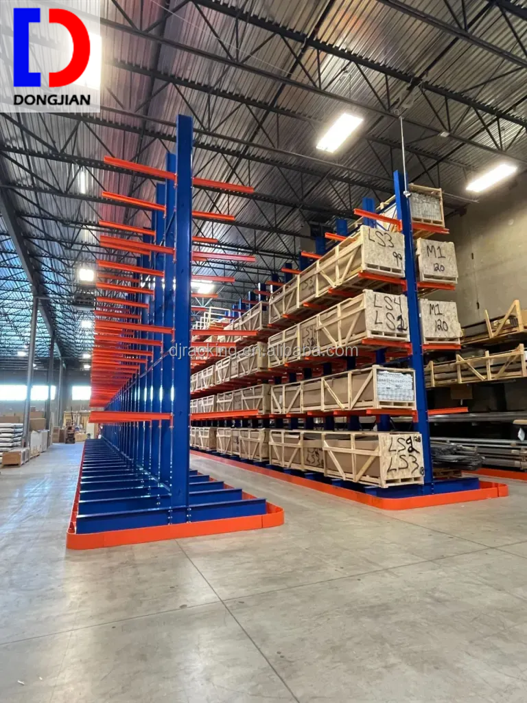 DJ Heavy-Duty Steel Adjustable Cantilever Rack Warehouse Standard Pallet Storage Shelf Sheet Metal 500kg-2000kg Capacity Powder