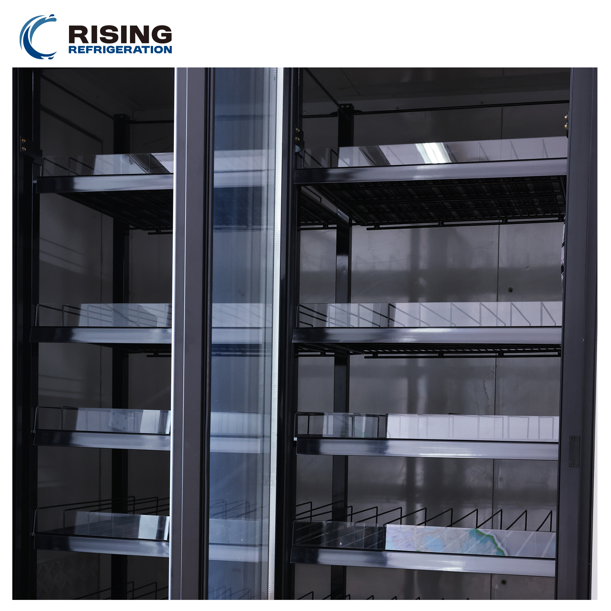 Walk In Cooler Shelf Rack Black Metal Shelving Refrigerator Display Racks Wire Shelf Supermarket Shelving Roller Shelf System