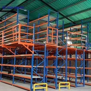 Rack-supported mezzanine floor combining pallet racking and picking level
