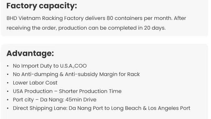 Manufacturing Advantages