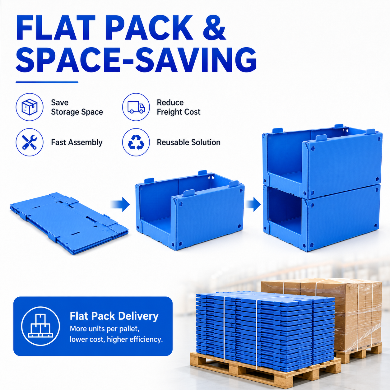 800x600mm Corflute Industrial Grade Stackable Picking Bin Warehouse Shelf Storage Box For Bulk Items