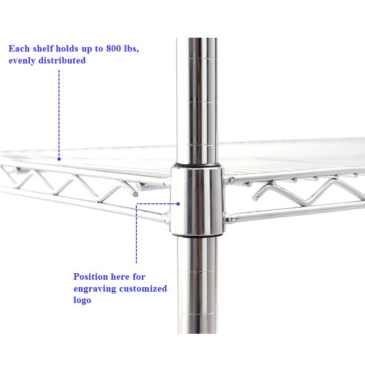 48 X 18 X 82 Inch 6 Tier Metal Wire Shelf Rack Industrial Multi-functional Warehouse Wire Mesh Shelving Rack