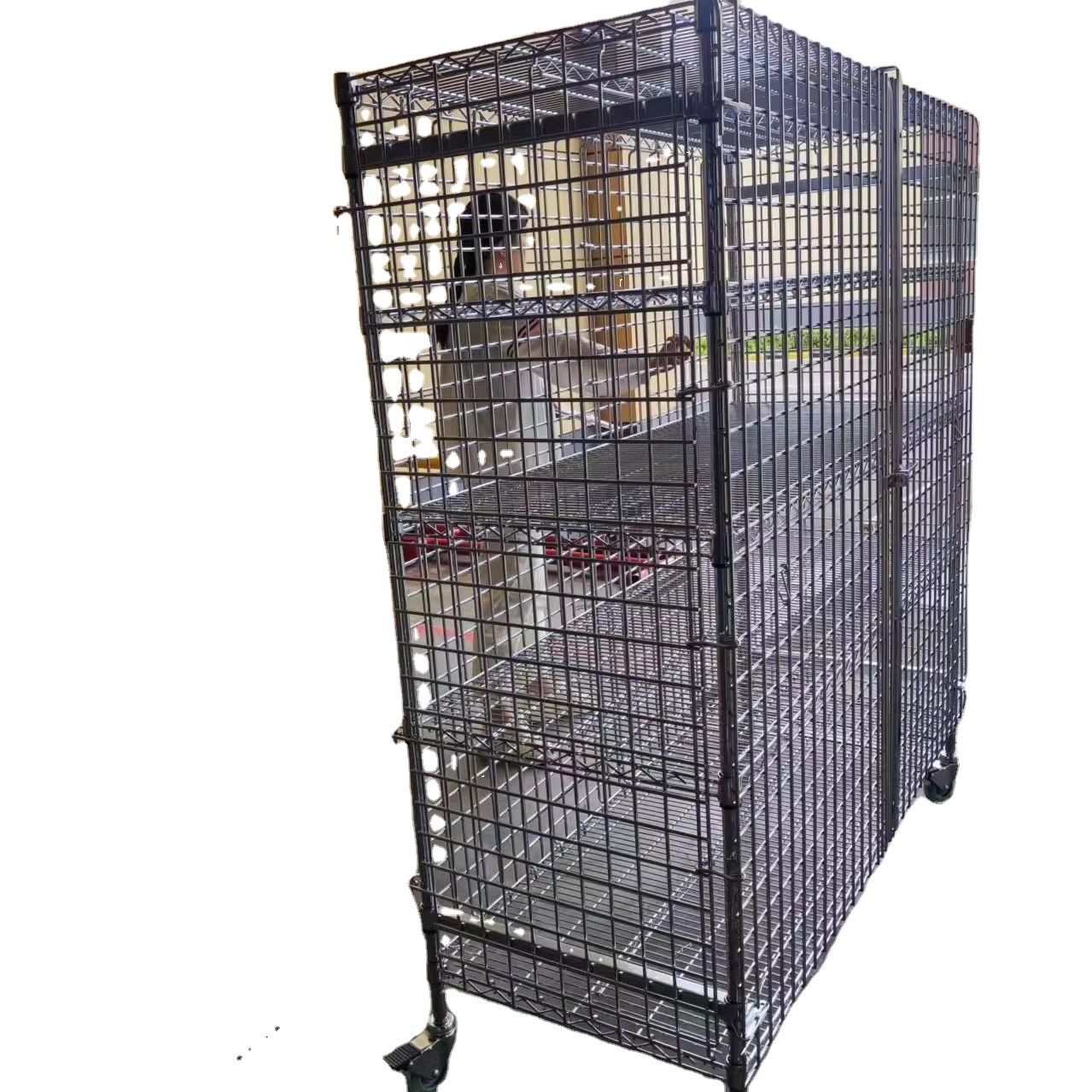 4-Tier Chrome Wire Shelving Unit Adjustable Industrial Storage Rack ESD-Safe for Factories Warehouses Standing Dinnerware