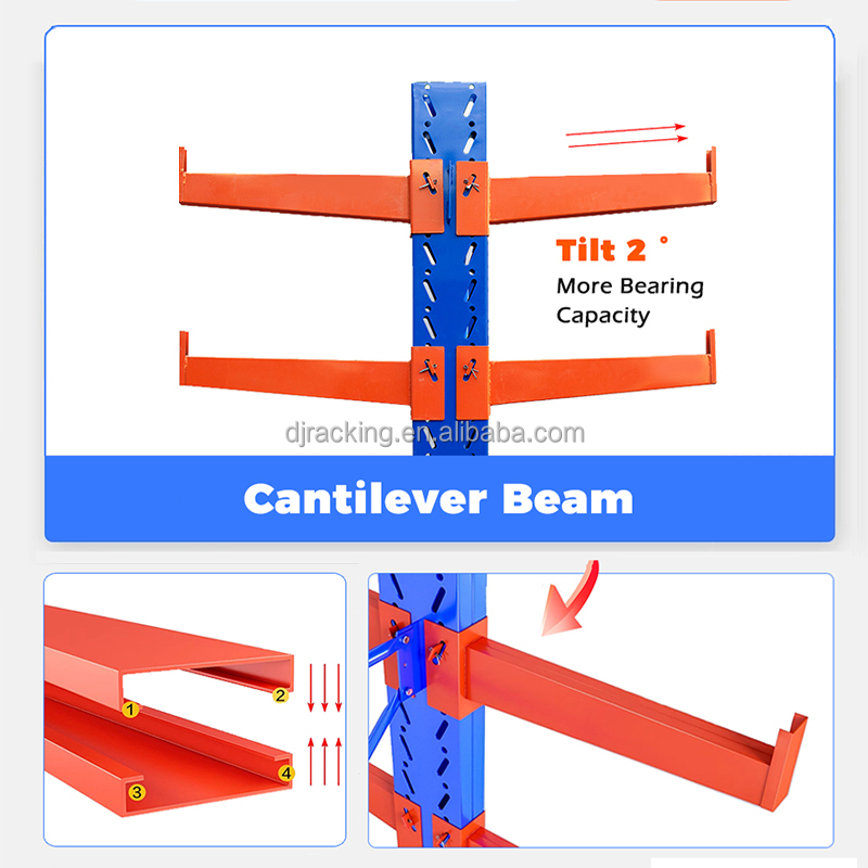DJ Cantilever Racking Single Double-Sided Wood Hardware Aluminum Steel Shelf Arm Rack Storage Warehouse Heavy Duty
