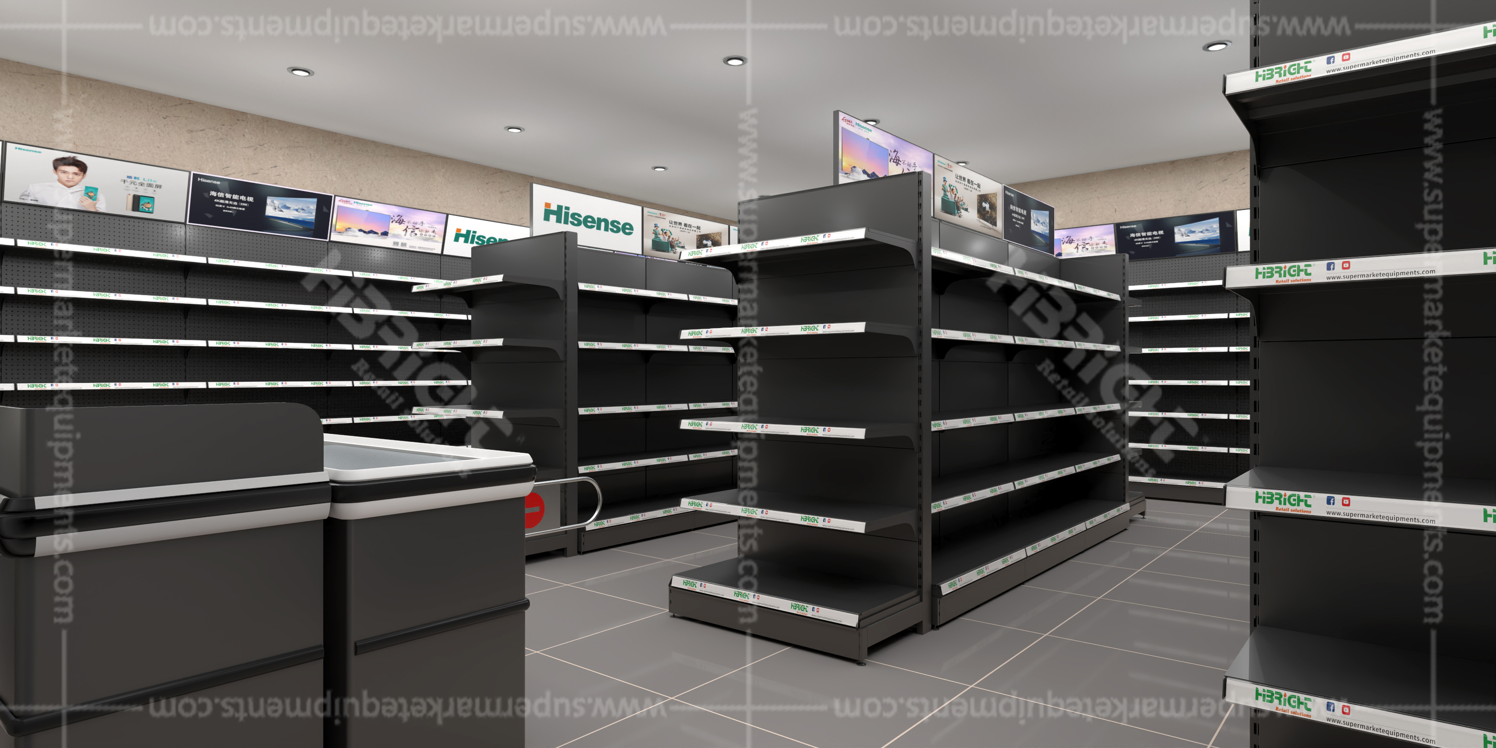 Hot Selling Single-Sided Commercial Heavy Duty Flat Back Panel Gondola Shelving Supermarket Store Supermarket Store Storage
