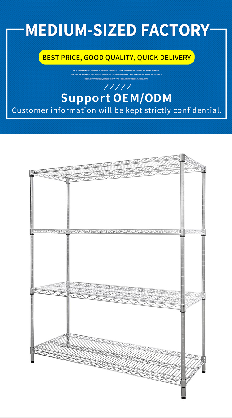 Chrome Wire Shelving,Competitive Price Heavy Duty 4 Tier Steel Warehouse Storage Rack